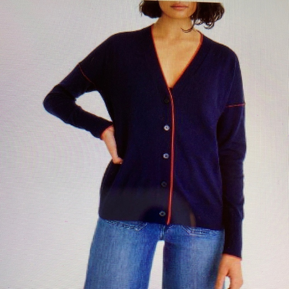 J Crew Tipped Merino Wool Cardigan XXS